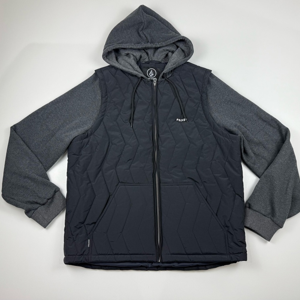 Volcom September Jacket  Hoodie Combo Men's Size Large Black Gray Zip Up Skater